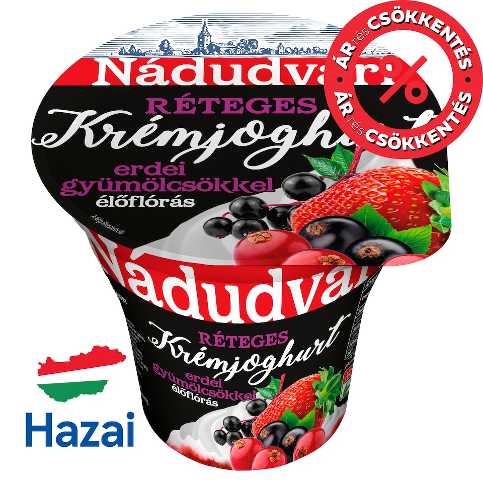 Nádudvari réteges élőflórás krémjoghurt erdei gyümölcsökkel 180 g