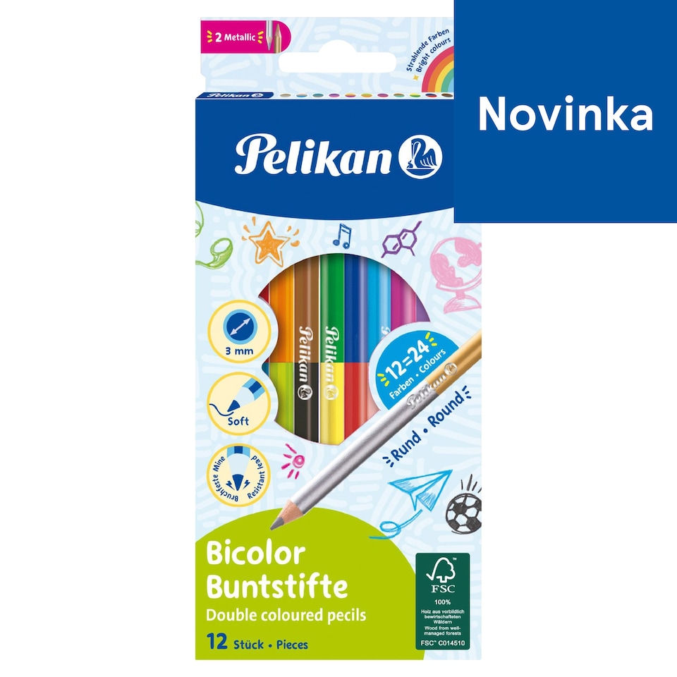Pelikan Obojstranné farebné ceruzky 12 ks