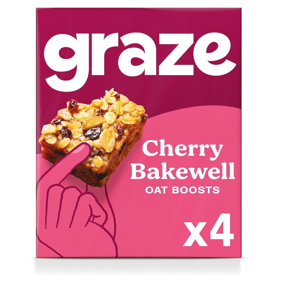 image 1 of Graze Cherry Bakewell Oat Boosts Flapjack Snack 4x30G