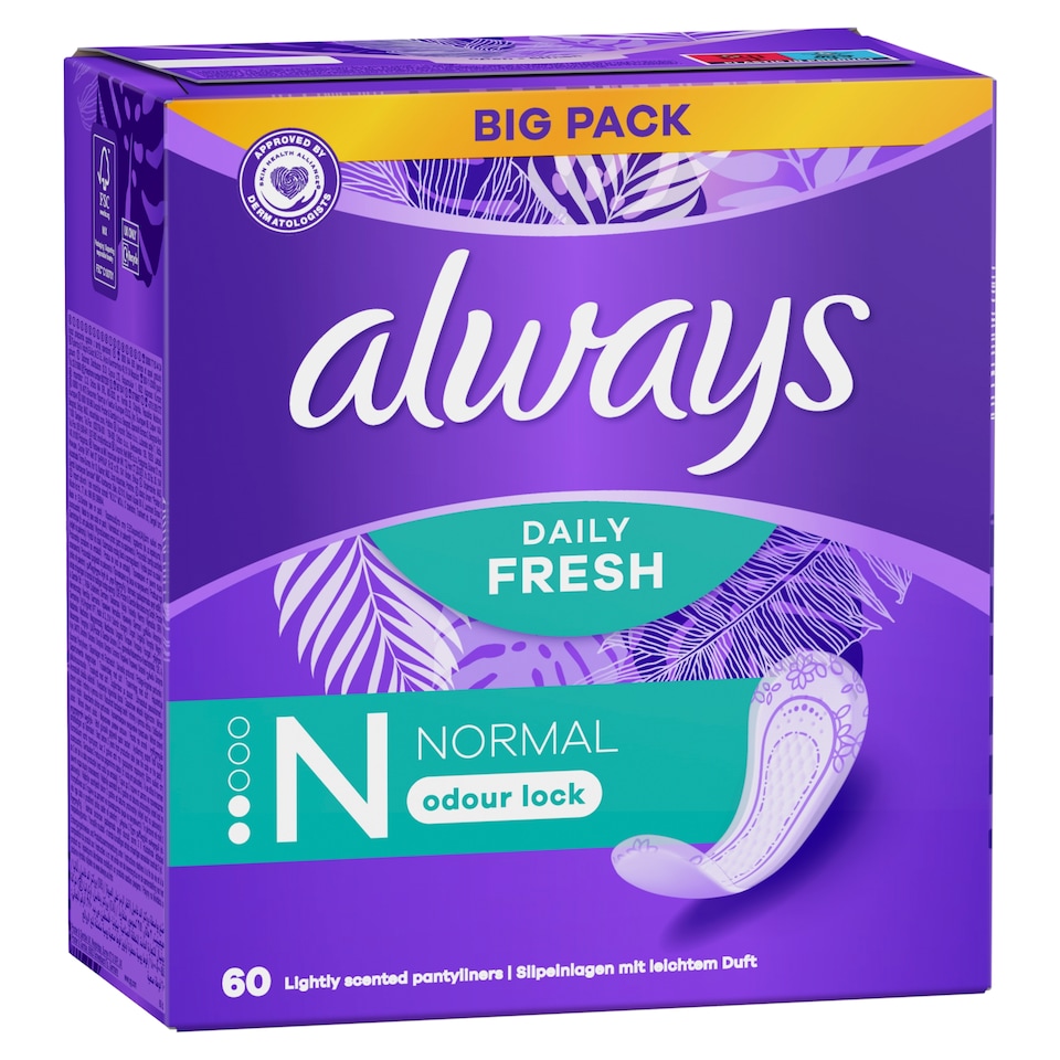 Always Dailies Normal Fresh Protect Tisztasági Betét, 60 db 1. kép