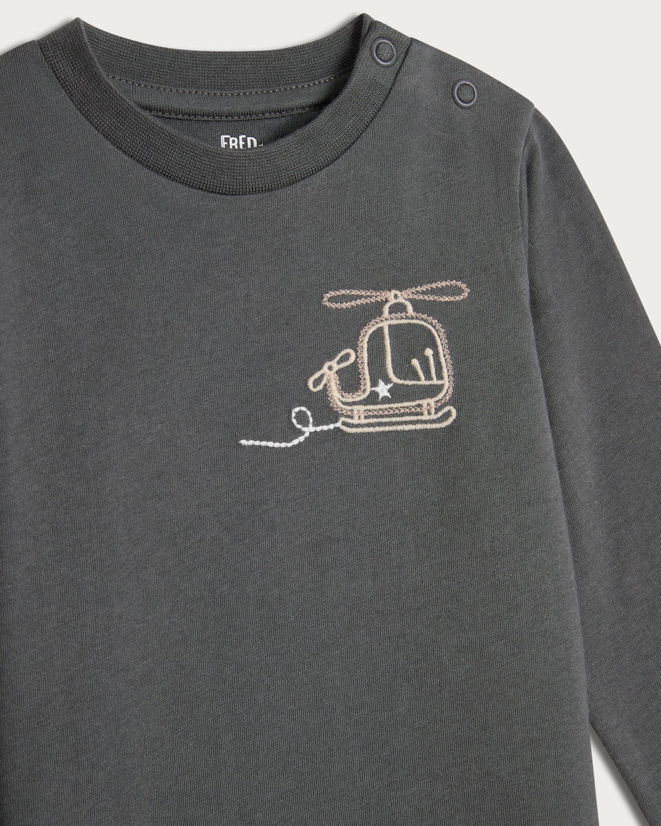 image 1 of F&F Baby 3-Pack Pure Cotton Transport Print Tops in Grey