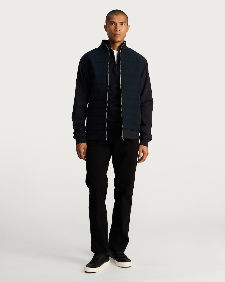 image 1 of F&F Quilted Front Zip Up Jacket in Navy