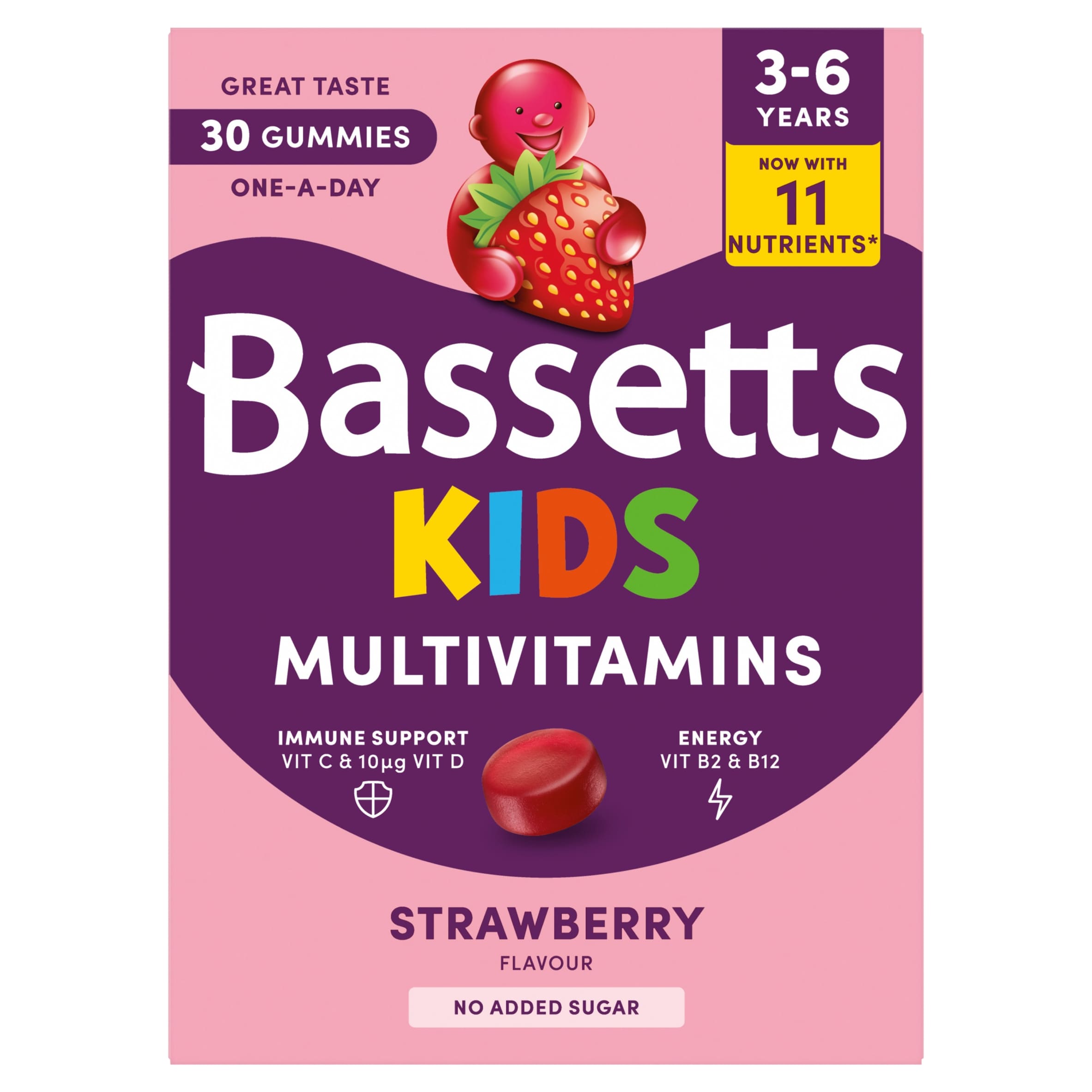Bassetts Kids Multivitamin, 3-6 years Strawberry Gummies x 30
