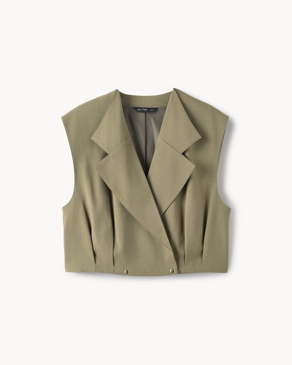 image 1 of F&F Pleated Tailored Gilet in Khaki