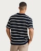 image 3 of F&F Pure Cotton Stripe Print Short Sleeved Relaxed Fit T-Shirt in Navy
