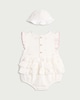 image 2 of F&F Baby 2-Piece Pure Cotton Textured Romper and Hat Set in White