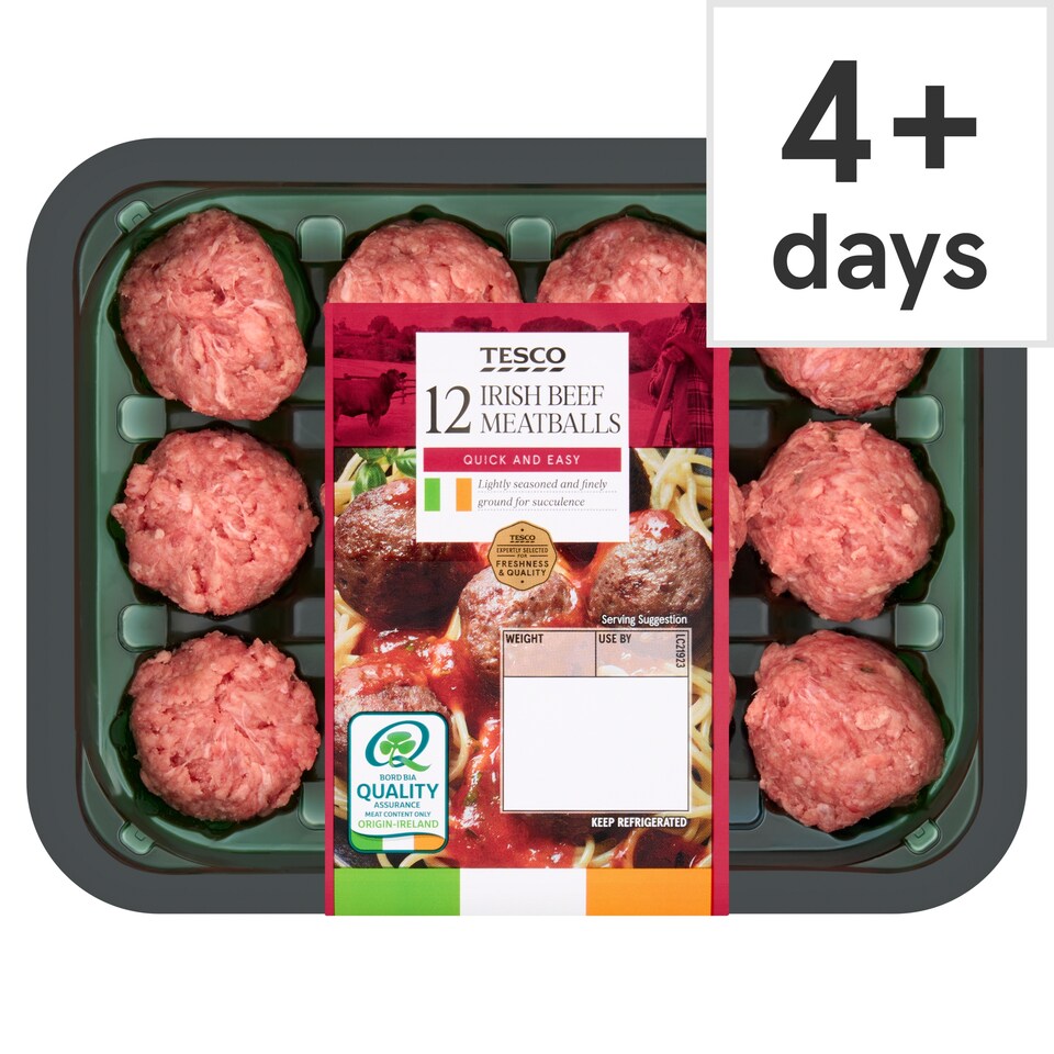 Tesco Irish Reduced Fat Beef Meatballs 349G