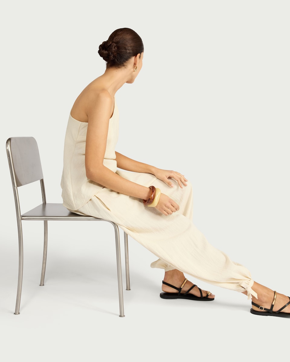 image 1 of F&F Tie Hem Balloon Trousers in Cream