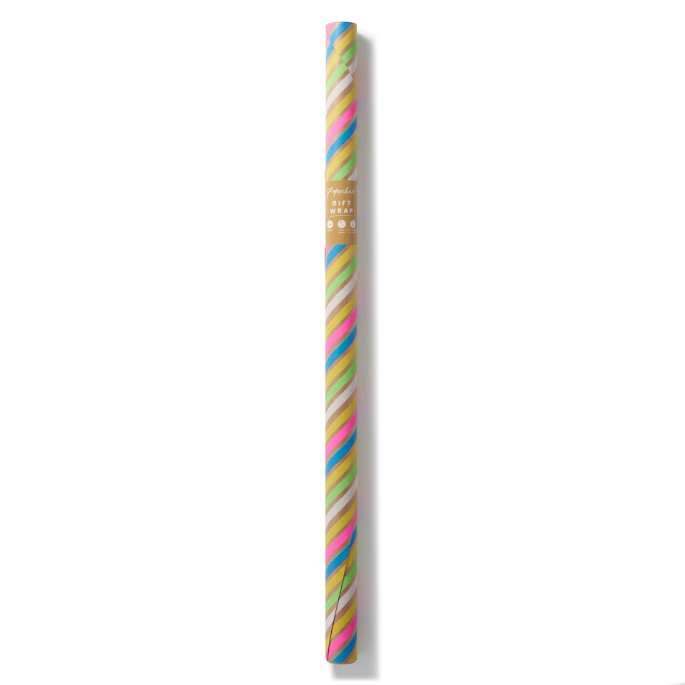 image 1 of Paperchase Christmas Striped 3m Roll Wrap