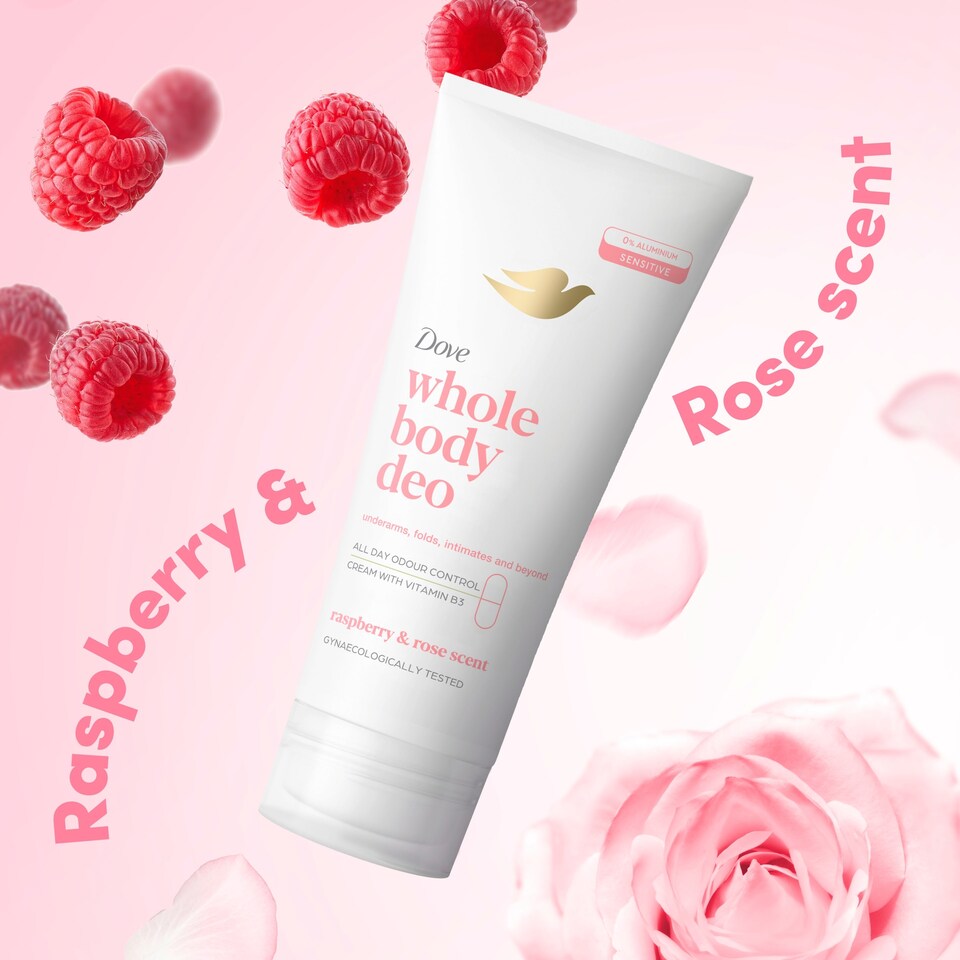 image 1 of Dove Raspberry & Rose Whole Body Deodorant Cream 75ml 