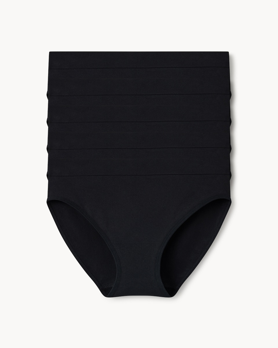 image 1 of F&F 5-Pack Contour Seamfree High Leg Briefs in Black