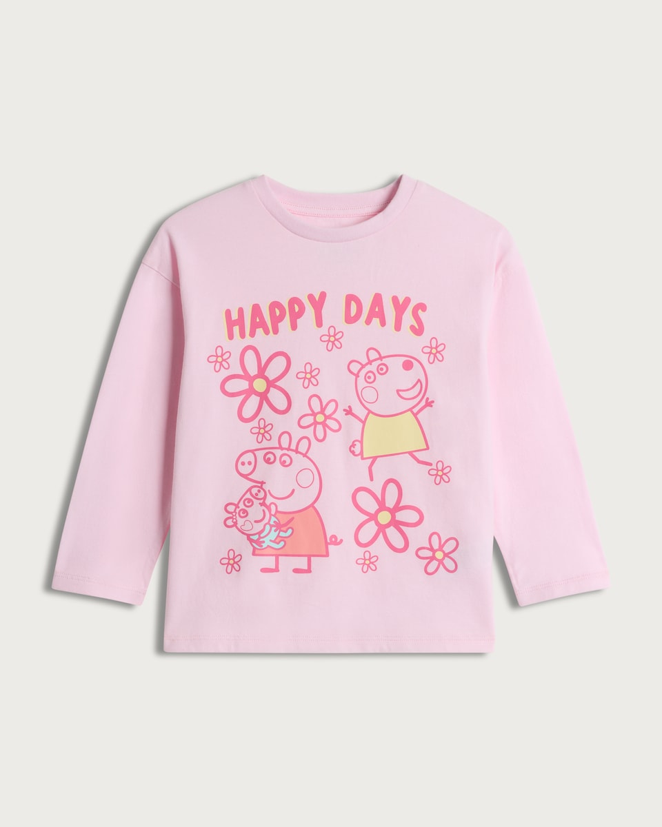 image 1 of Peppa Pig Pure Cotton Happy Days Long Sleeved Top in Pink