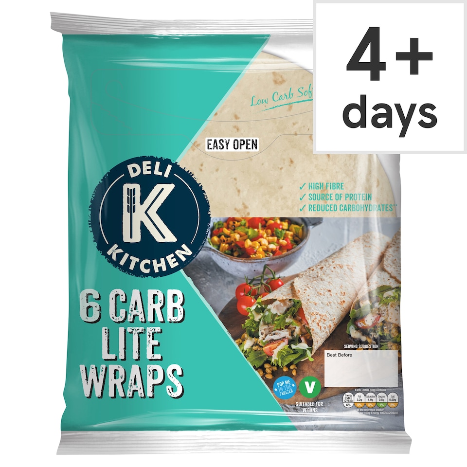 Deli Kitchen Carb Lite Wheat Tortilla Wraps 6 Pack 300g
