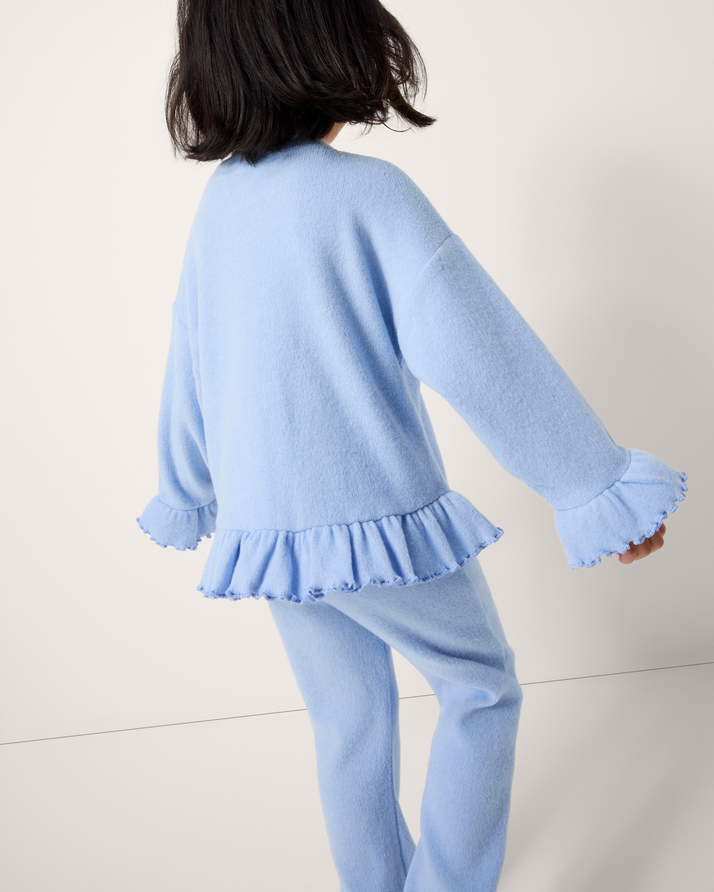 F&F Girls Ruffle Trim Top and Trousers Set in Blue
