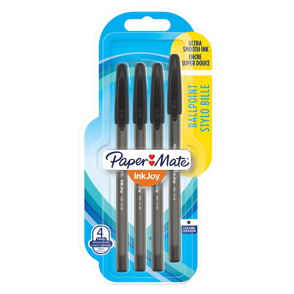 image 1 of Paper Mate InkJoy 100 Ballpoint Pens, Black, 4 Count