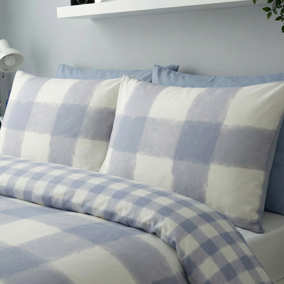 image 1 of Silentnight Blue Check Duvet Set Single