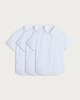 image 1 of F&F School Girls 3-Pack Cotton Blend Generous Fit Short Sleeved Shirts in White