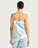 image 3 of F&F Asymmetric Hem Lace Trim Cami Top in Blue