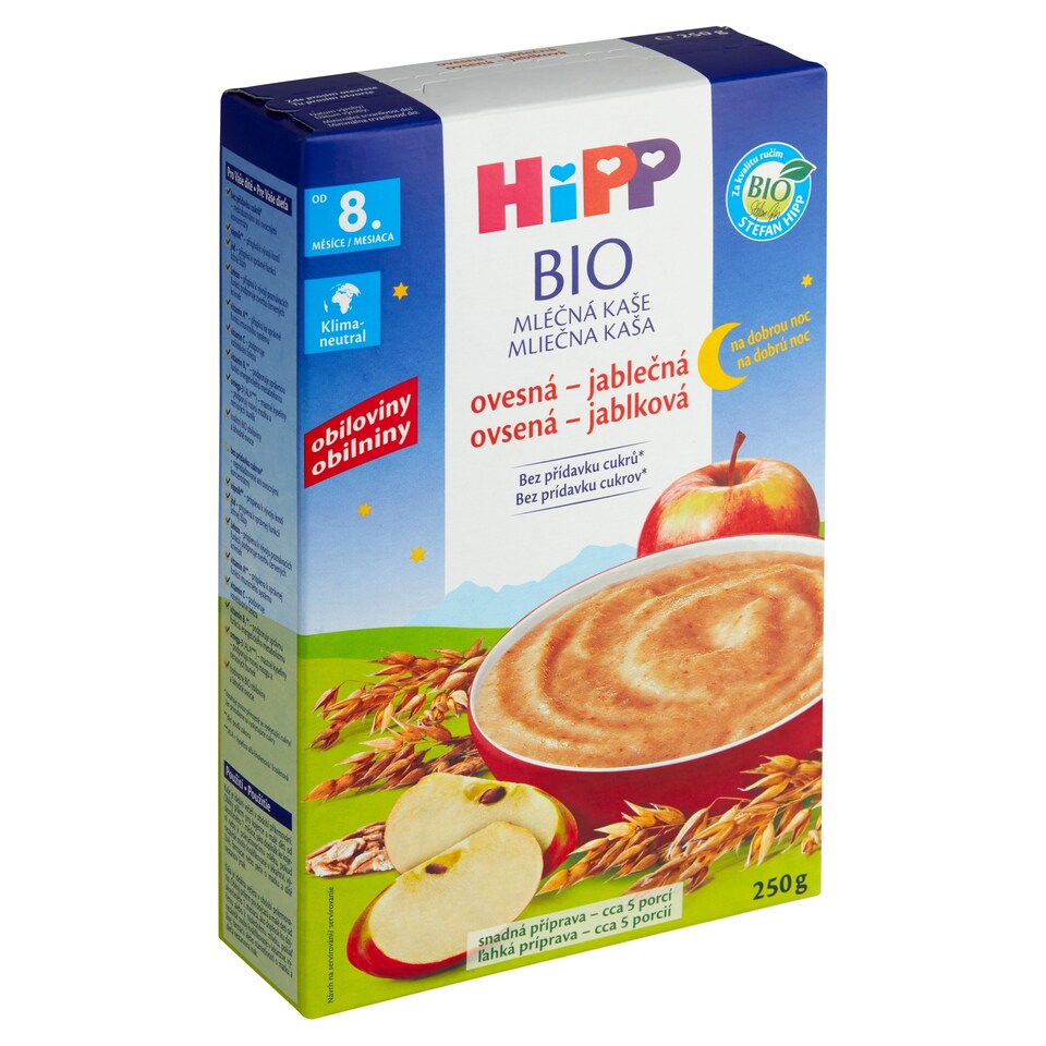 Obrázek 1 pro produkt HiPP Bio mléčná kaše ovesná - jablečná na dobrou noc 250g