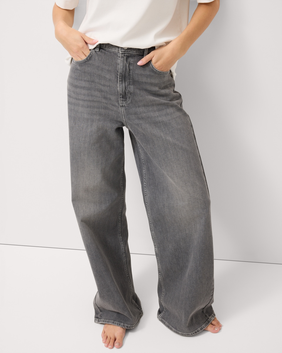 image 1 of F&F High Rise Wide Leg Jeans in Grey
