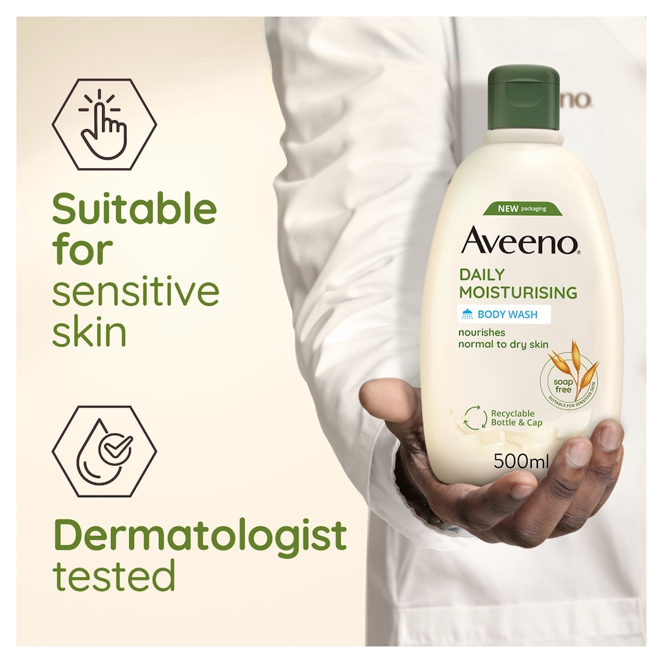 image 1 of Aveeno Daily Moisturising Body Wash Shower Gel Sensitive Skin 500ml