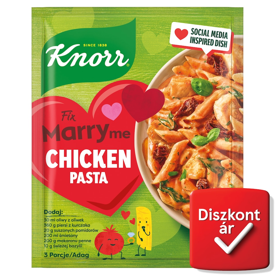 Knorr Marry me paradicsomos-tejszínes csirkés tészta alap 48 g
