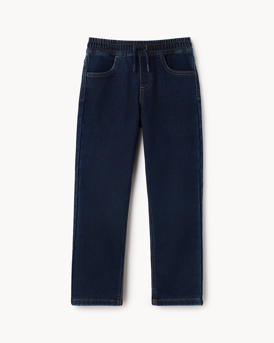 image 1 of F&F Boys Cotton Rich Pull On Jeans in Navy