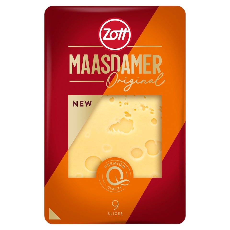 Zott Fat, Semi-Hard, Sliced Maasdamer Cheese 120 g