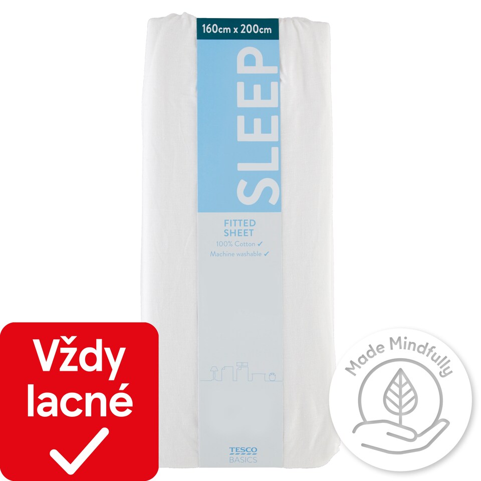 Tesco Basics Sleep Fitted Sheet 160 cm x 200 cm