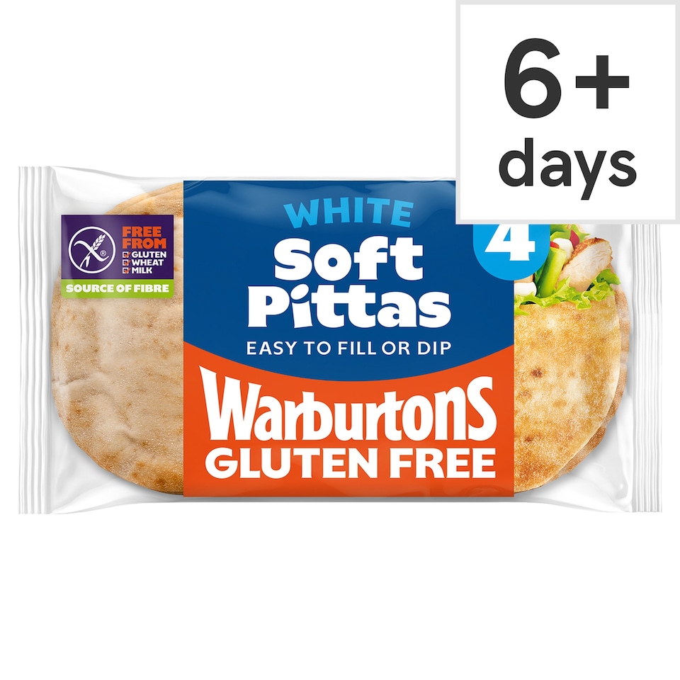 image 1 of Warburtons Gluten Free Soft White Pitta Breads 4 Pack