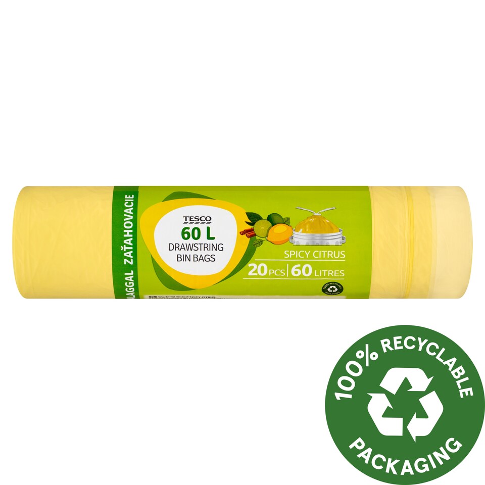 Tesco Spicy Citrus szemeteszsák zárószalaggal 60 l 20 db