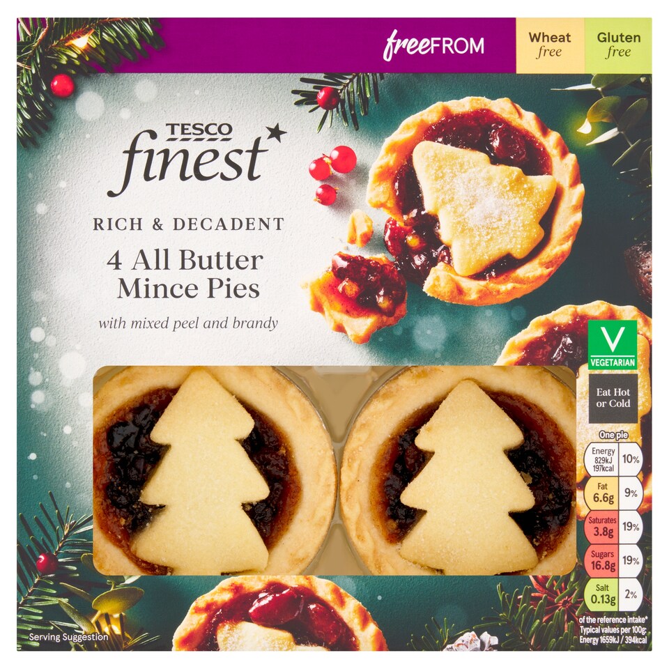 Tesco Finest Free From All Butter Mince Pies 4 Pack 200g