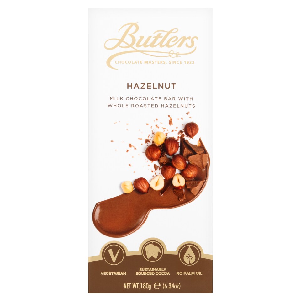 Butlers Milk Chocolate Bar with Whole Roasted Hazelnuts 180g