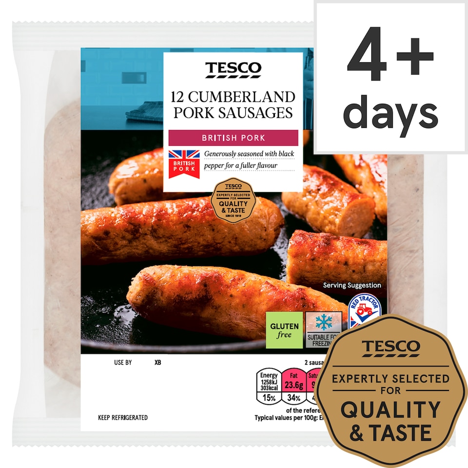 Tesco British Cumberland Sausages 12 Pack 681G