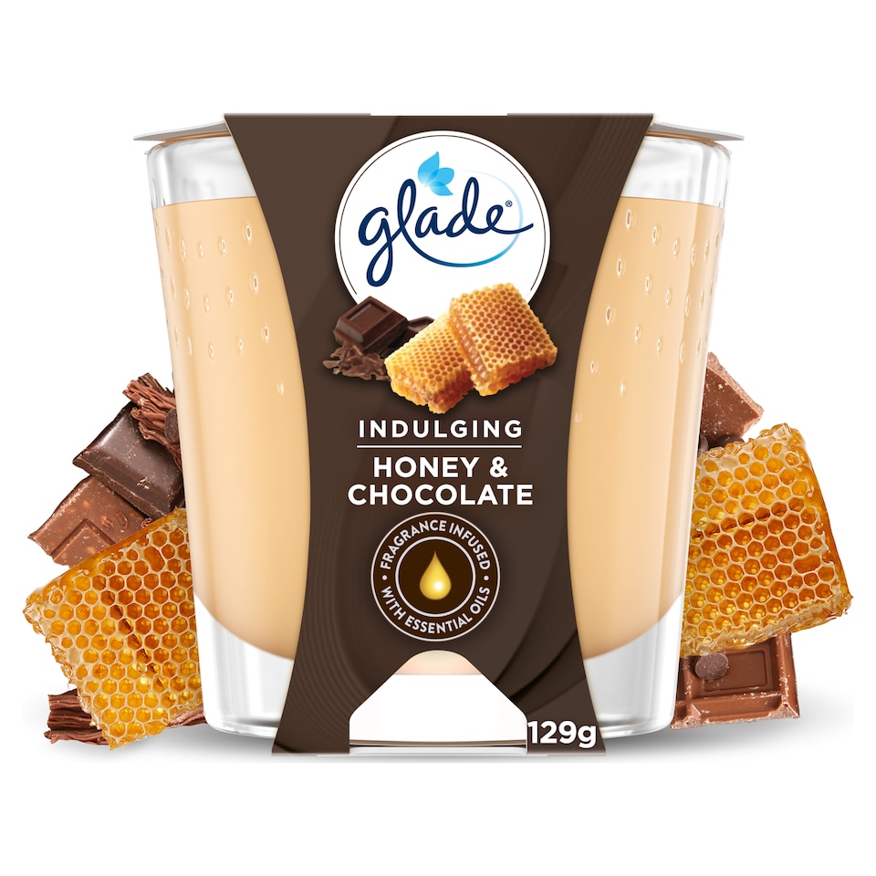 image 1 of Glade Scented Candle Air Freshener Honey & Chocolate 129g