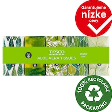 Tesco Papierové vreckovky parfumované aloe vera 3 vrstvy 10 x 10 ks
