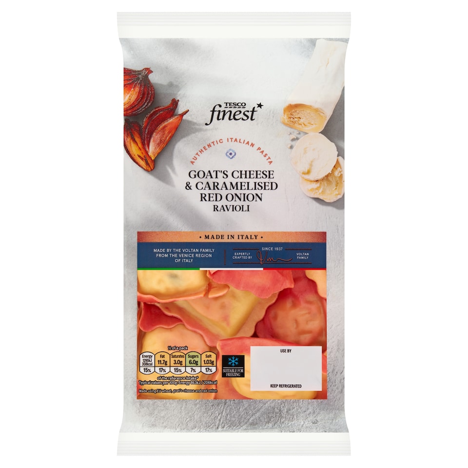 Tesco Finest Goat Cheese & Caramelised Red Onion Ravioli 250G
