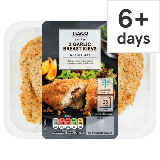 Tesco 2 Chicken Breast Garlic Kievs 375G Tesco Groceries
