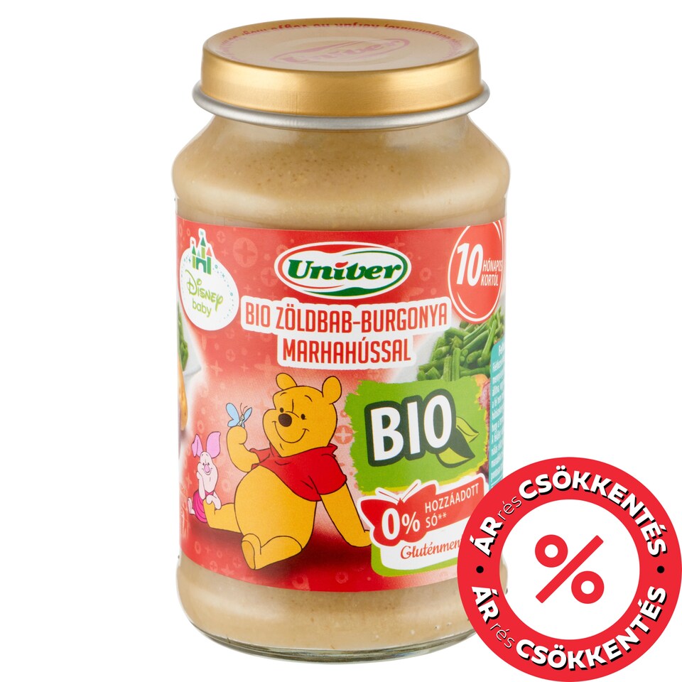 Univer bio zöldbab-burgonya marhahússal bébiétel, 10 hónapos kortól 220 g
