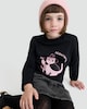 image 1 of F&F Girls Pure Cotton All About the Tricks Slogan Top in Black