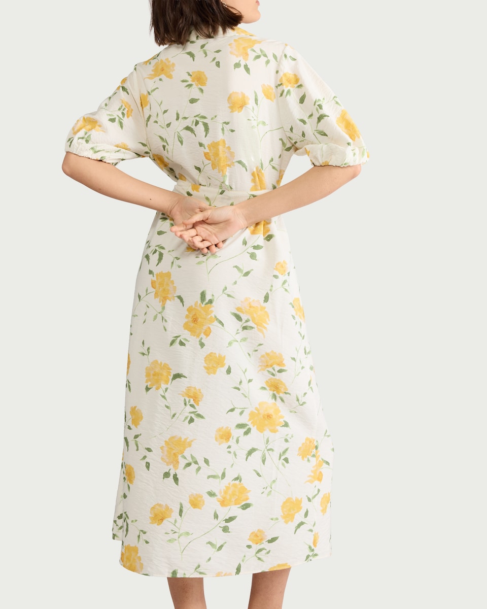 image 1 of F&F Floral Collared Midi Dress in Multi White