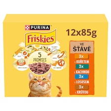 Friskies Pouches for Cats Chicken, Duck, Salmon, Turkey in Juice 12 × 85 g