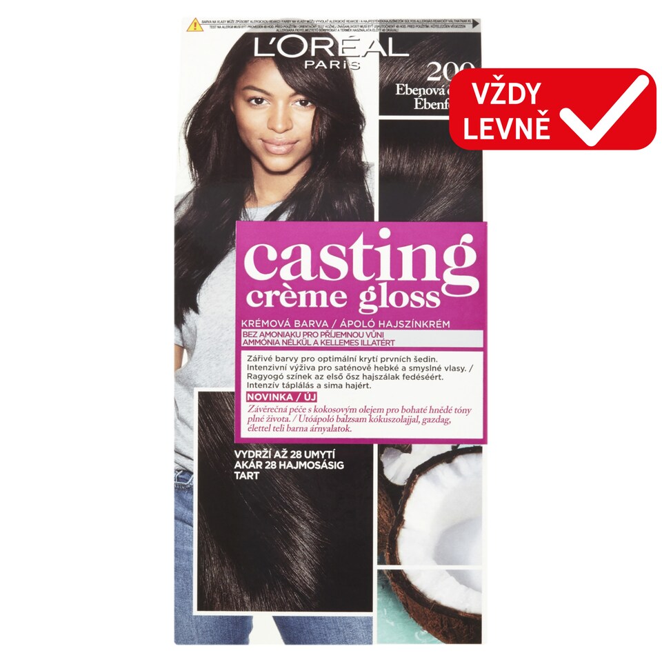 L'Oréal Paris Casting Creme Gloss Semi-Permanent Color 200 Ebony Black 48 +72 +60 ml