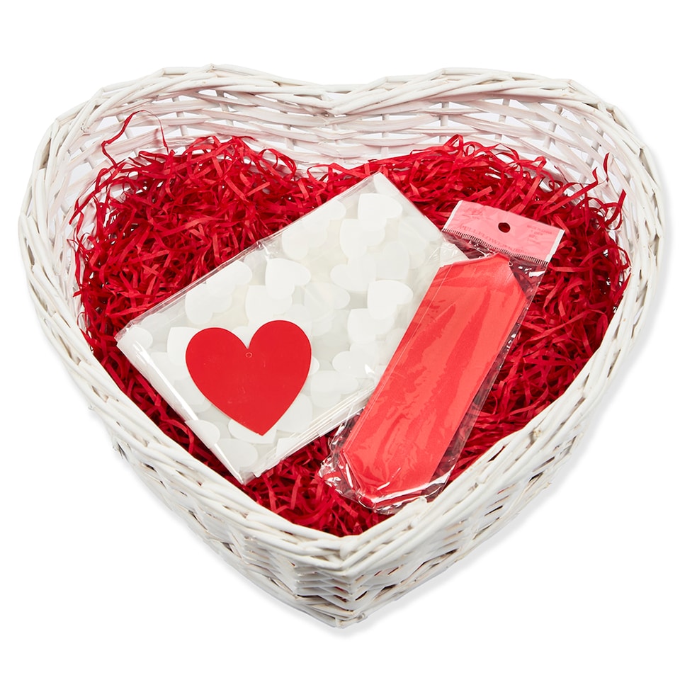 image 1 of Global Gizmos Pink / White Heart Shaped Make Your Own Hamper