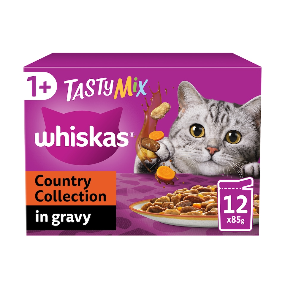 image 1 of Whiskas Country Collection Mix Cat Food Pouches in Gravy 12x85g