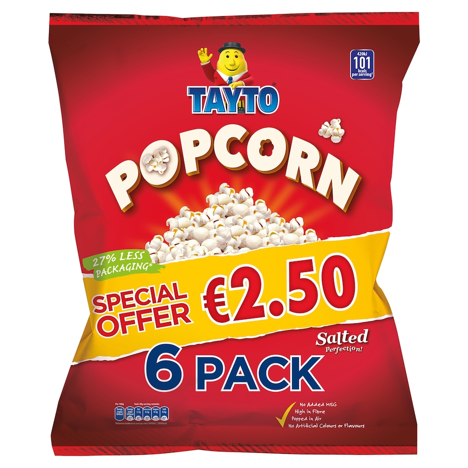Tayto Salted Popcorn 6 X 20G Price Marked
