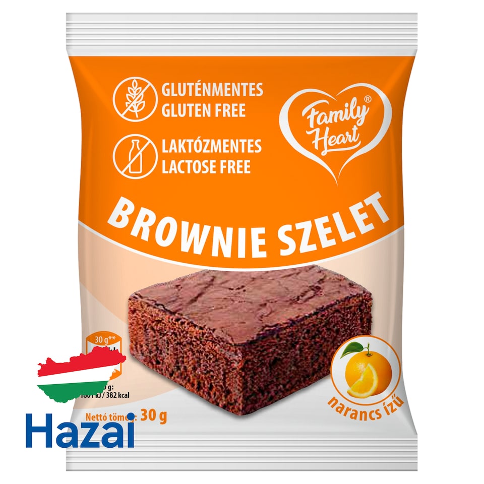 Family Heart narancs ízű brownie szelet 30 g