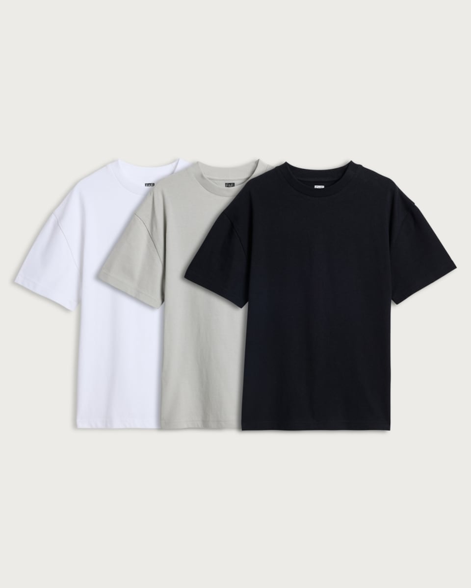 image 1 of F&F Boys 3-Pack Pure Cotton Short Sleeved T-Shirts in Black