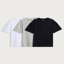 F&F Boys 3-Pack Pure Cotton Short Sleeved T-Shirts in Black