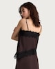 image 3 of F&F Satin Lace Trim Asymmetric Hem Co-ord Cami Top in Chocolate